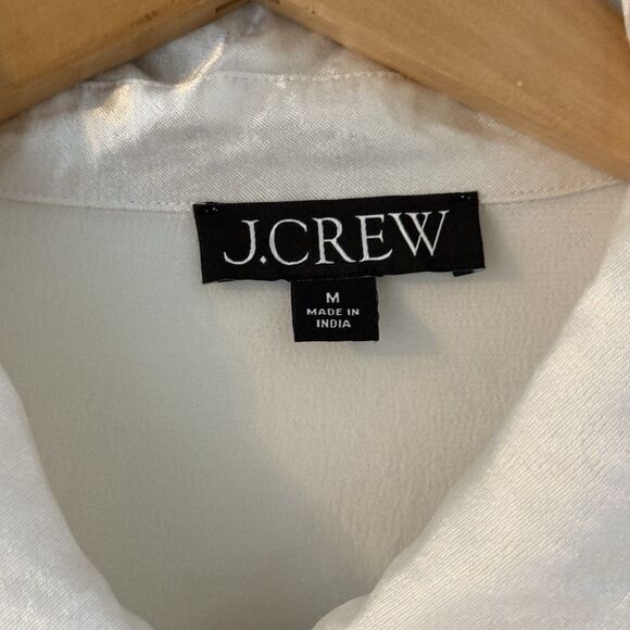 J Crew Women’s M Button Up Blouse Ivory Lady Shirt Jacket Collared Shirt - Picture 3 of 6